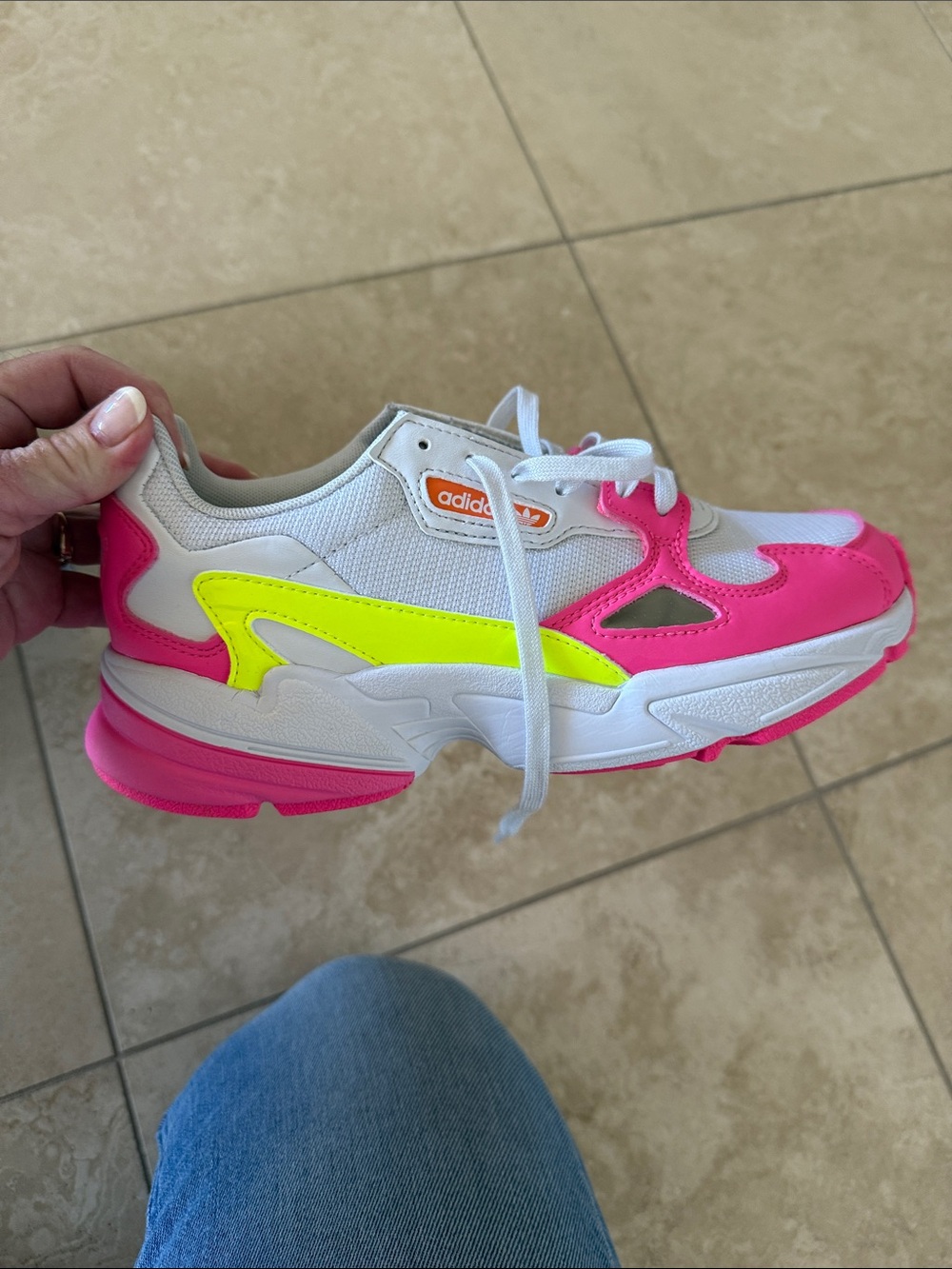 adidas White & Pink Falcon W Sneakers - Picture 4 of 7